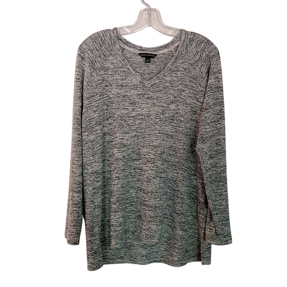 Banana Republic Tunic Top Womens M Grey V-Neck Raglan Sleeve Loungewear Cozy